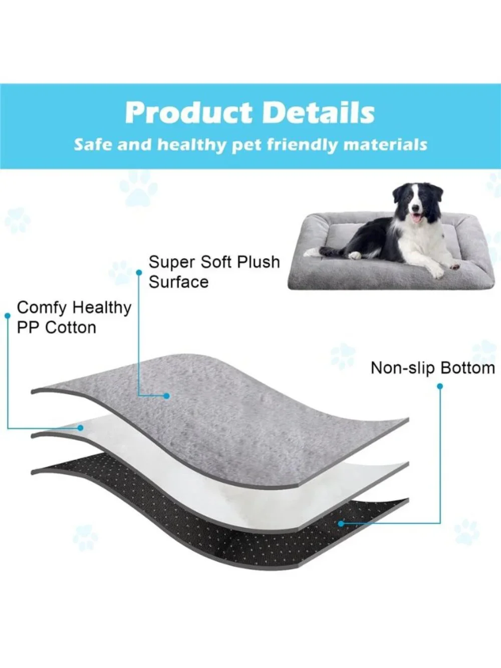 Plush Washable Dog Bed Ultra Soft Dog Crate Mat Kennel Pad Anti-Slip 36